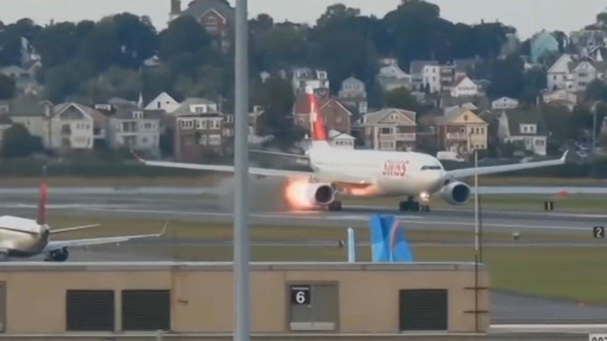 Flames shoot from plane, prompting ground stop at Boston's Logan Airport Massport said an aircraft returned to the Boston airport after a report of a loud noise. By Michael Rosenfield and Mike Pescaro • Published September 16, 2025 • Updated 1 min ago
