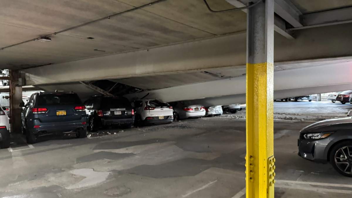 The 15th floor of a parking garage in Westchester County appeared to suddenly collapse on Wednesday, damaging a number of cars parked on the floor below. No...