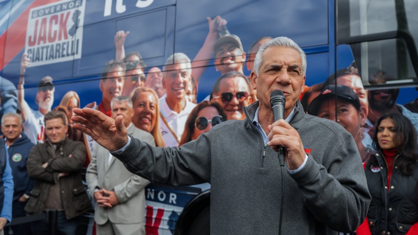 New Jersey gubernatorial candidate Jack Ciattarelli speaks during a campaign rally on Saturday, Nov 1, 2025, in Westfield, N.J.
