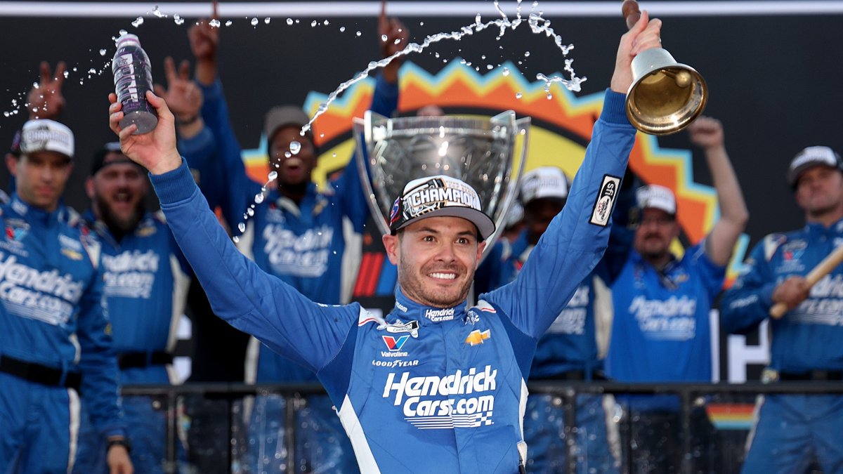 Kyle Larson wins second NASCAR championship, denying Denny Hamlin in overtime