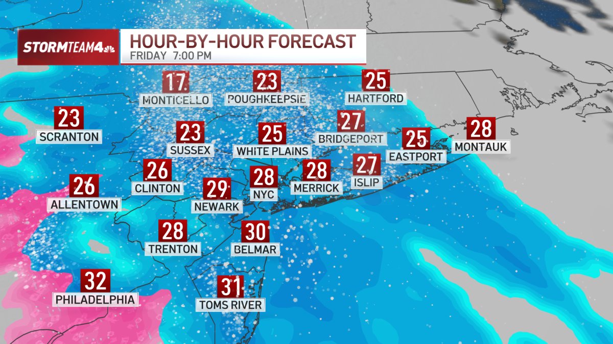What time will the snow start and how much snow will fall in NYC? Weather radar shows the hour-by-hour outlook near you.