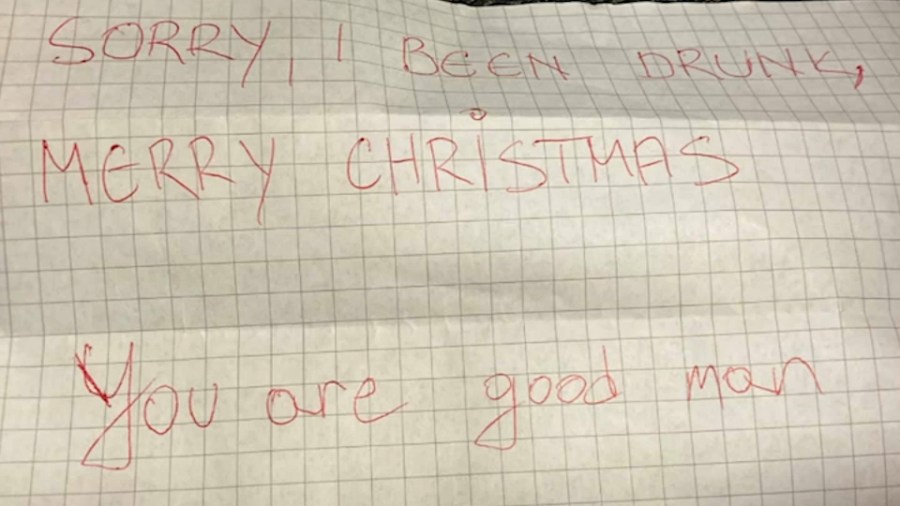 Note found on returned mandolins at Lark Street Music.