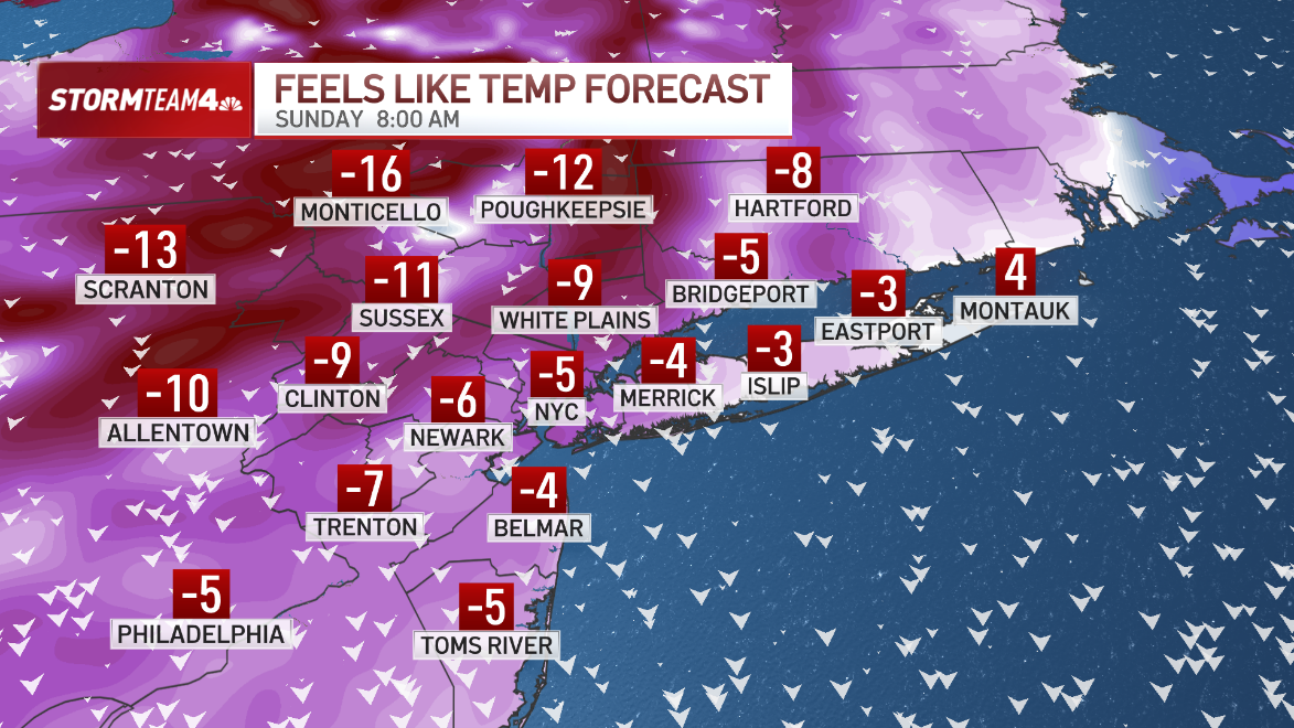 Dangerously cold temperatures, gusty winds come to NYC area – NBC New York