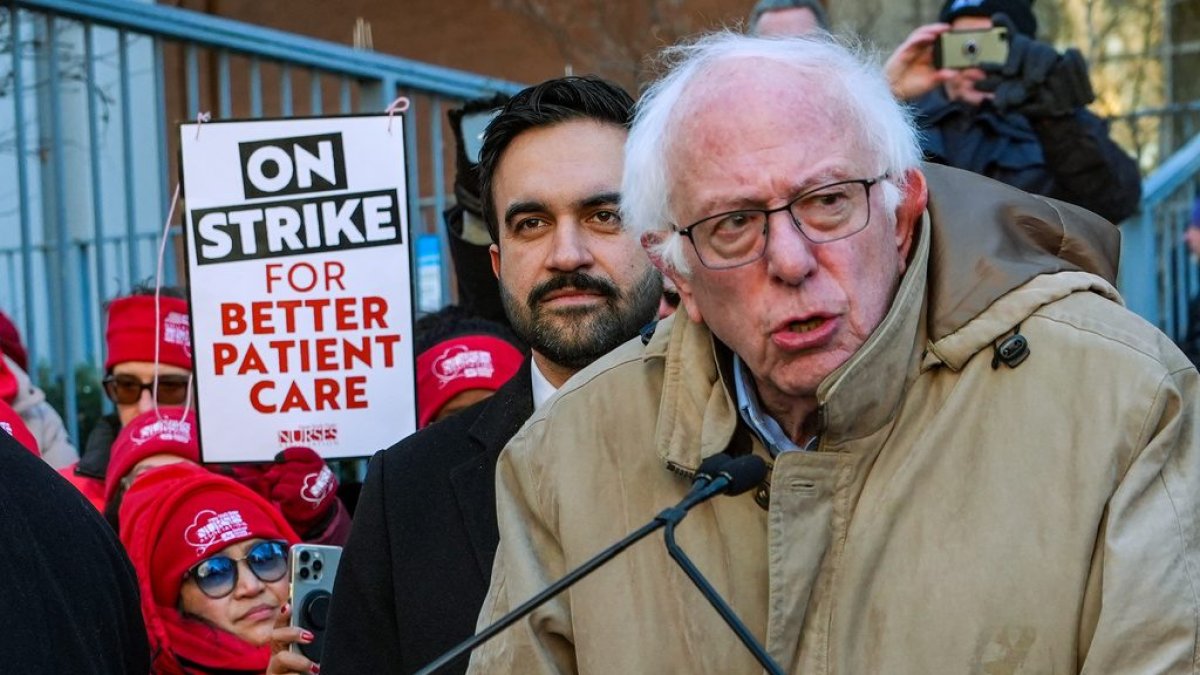 ‘Sick and tired of greed': Mamdani, Sanders rally with nurses on Day 9 of strike