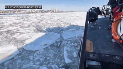 The frozen waterways have impacted commercial water traffic, posing a hazard, according to the USCG.