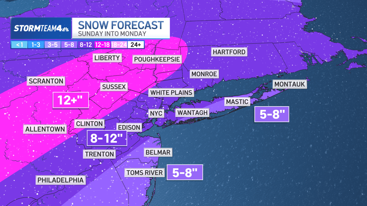 Track Sunday winter storm live: Timing, radar, how much snow – NBC New York