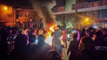 TEHRAN, IRAN - JANUARY 8: Fires are lit as protesters rally on January 8, 2026 in Tehran, Iran. Demonstrations have been ongoing since December, triggered by soaring inflation and the collapse of the rial, and have expanded into broader demands for political change.  (Photo by Anonymous/Getty Images)