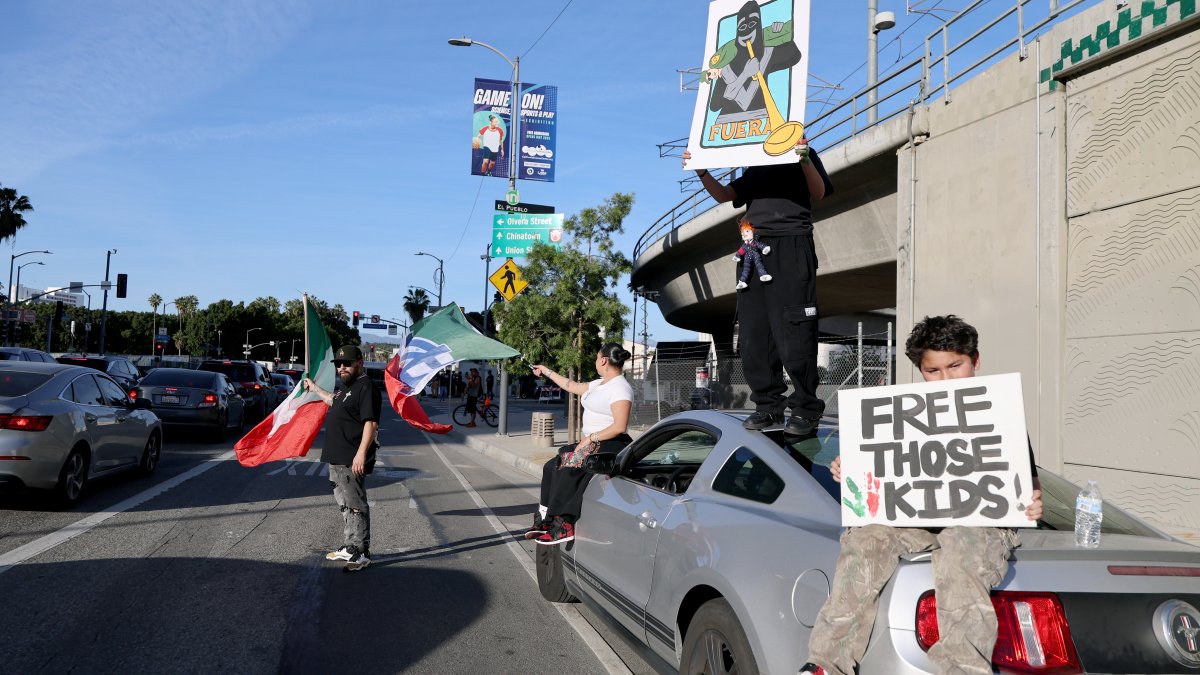 Protesters close schools and stores during a nationwide strike against Trump's immigration policies
