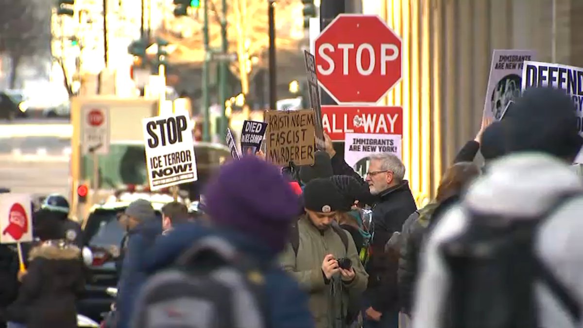 ‘Out of New York now': Anti-ICE protesters march day after deadly Minneapolis shooting