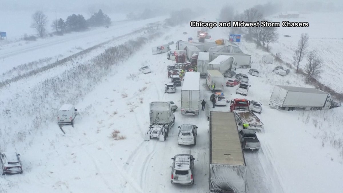 Pileup involving up to 100 cars reported on wintry Michigan highway