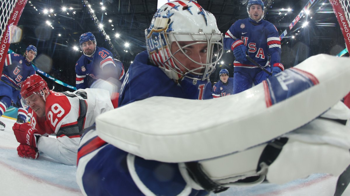 SEE IT: U.S. men's hockey team allows a long-distance goal against Denmark at the Olympics