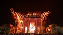 A firework display is seen at the Arco della Pace after the lighting of the Olympic cauldron during the opening ceremony of the Milano Cortina 2026 Winter Olympics at San Siro Stadium on Feb. 6, 2026 in Milan, Italy.