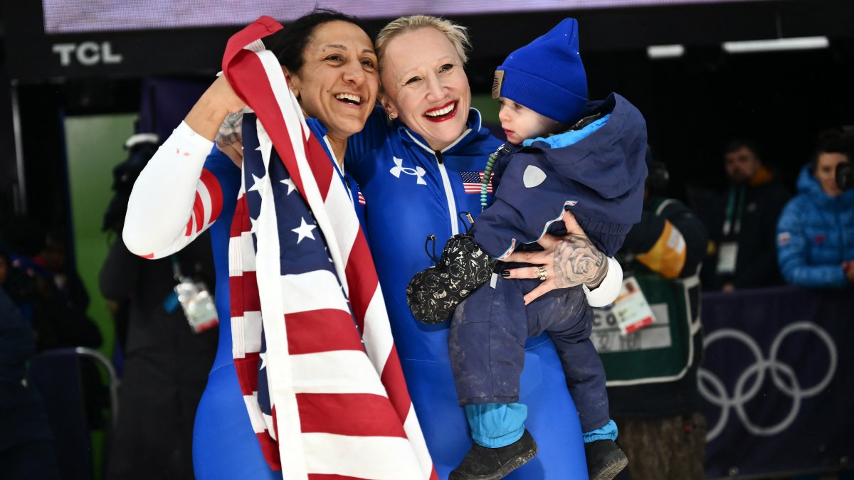 Two moms in their 40s prevented the U.S. from being shutout of medals on Monday
