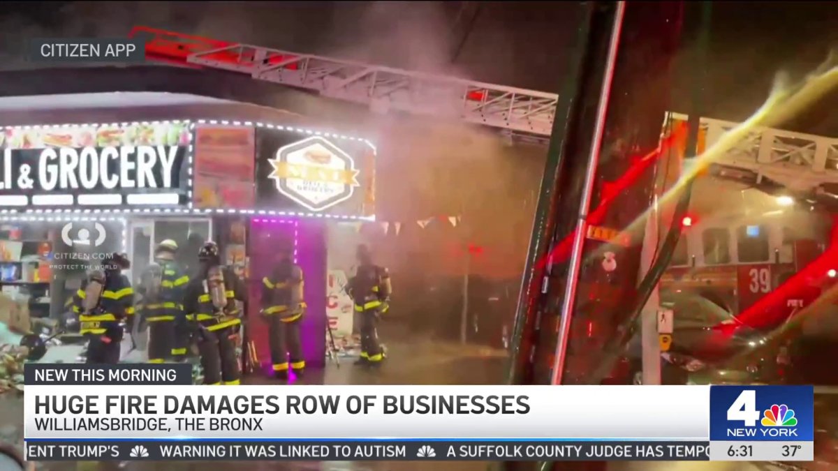 Huge fire destroys row of Bronx businesses – NBC New York