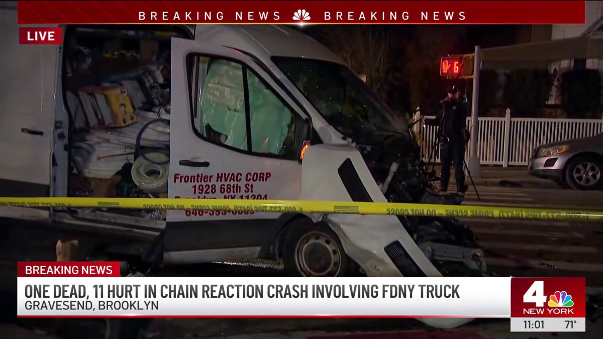 One dead, 11 hurt in chain reaction crash involving FDNY truck – NBC ...