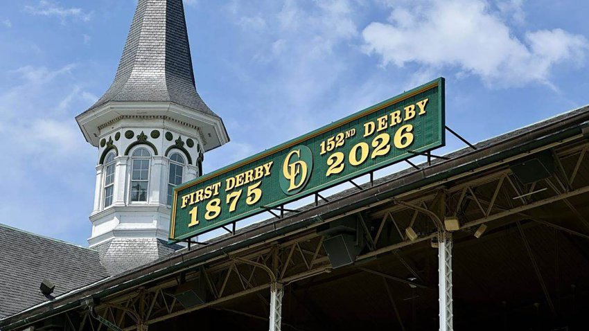A sign for 2026 edition marking the 152nd running of the Kentucky Derby