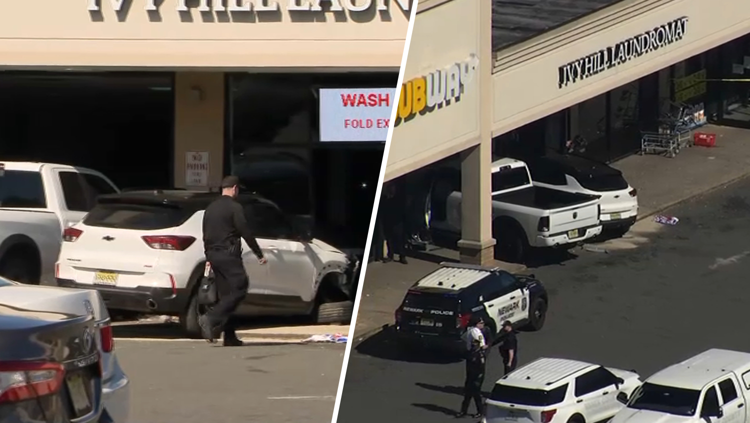 Woman killed, worker hurt after truck and SUV plow into Newark laundromat, witnesses say