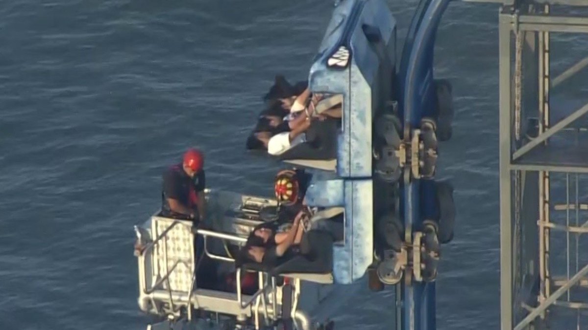 Students rescued from Texas roller coaster that stalled during vertical climb