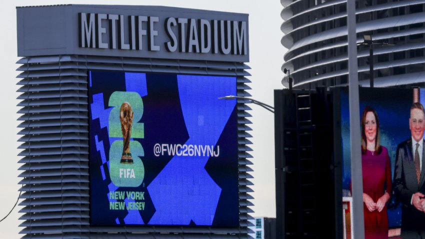 FIFA World Cup 2026 signage at MetLife Stadium.