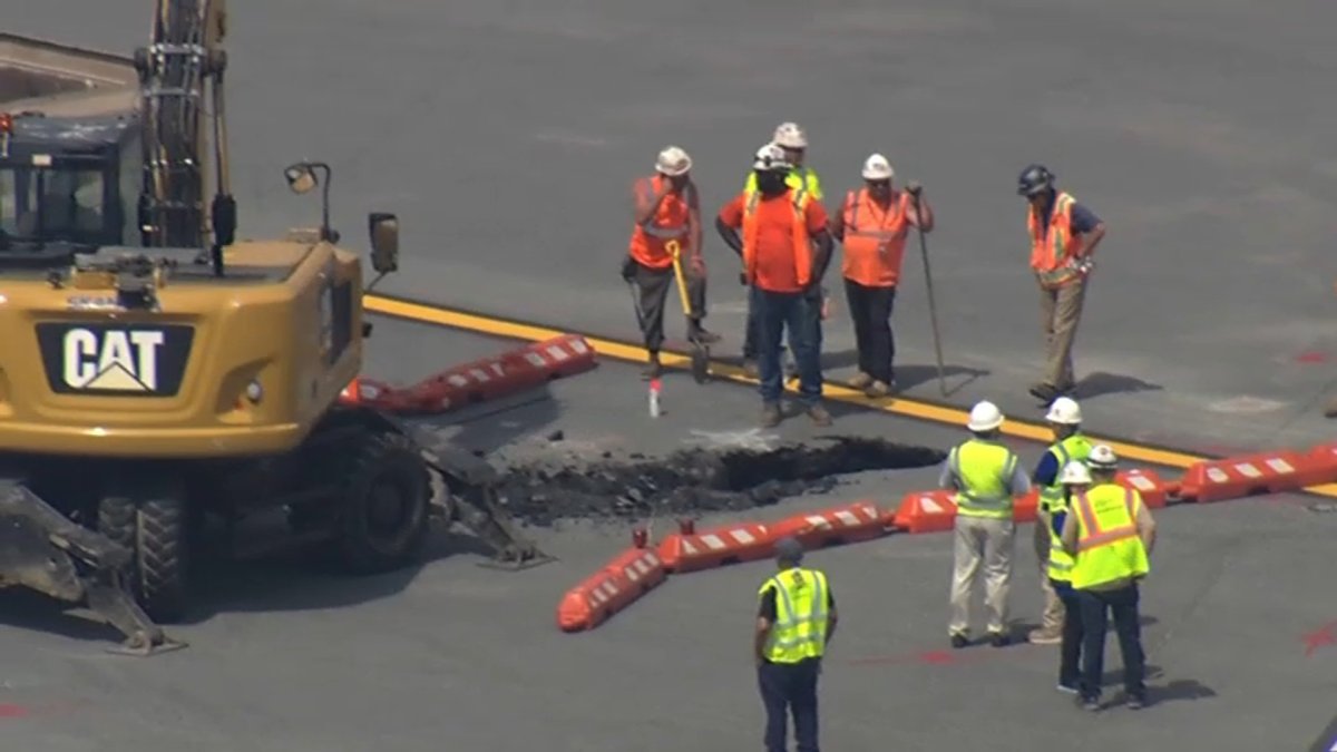 Sinkhole at LaGuardia Airport closes runway until Thurs. morning, triggering delays