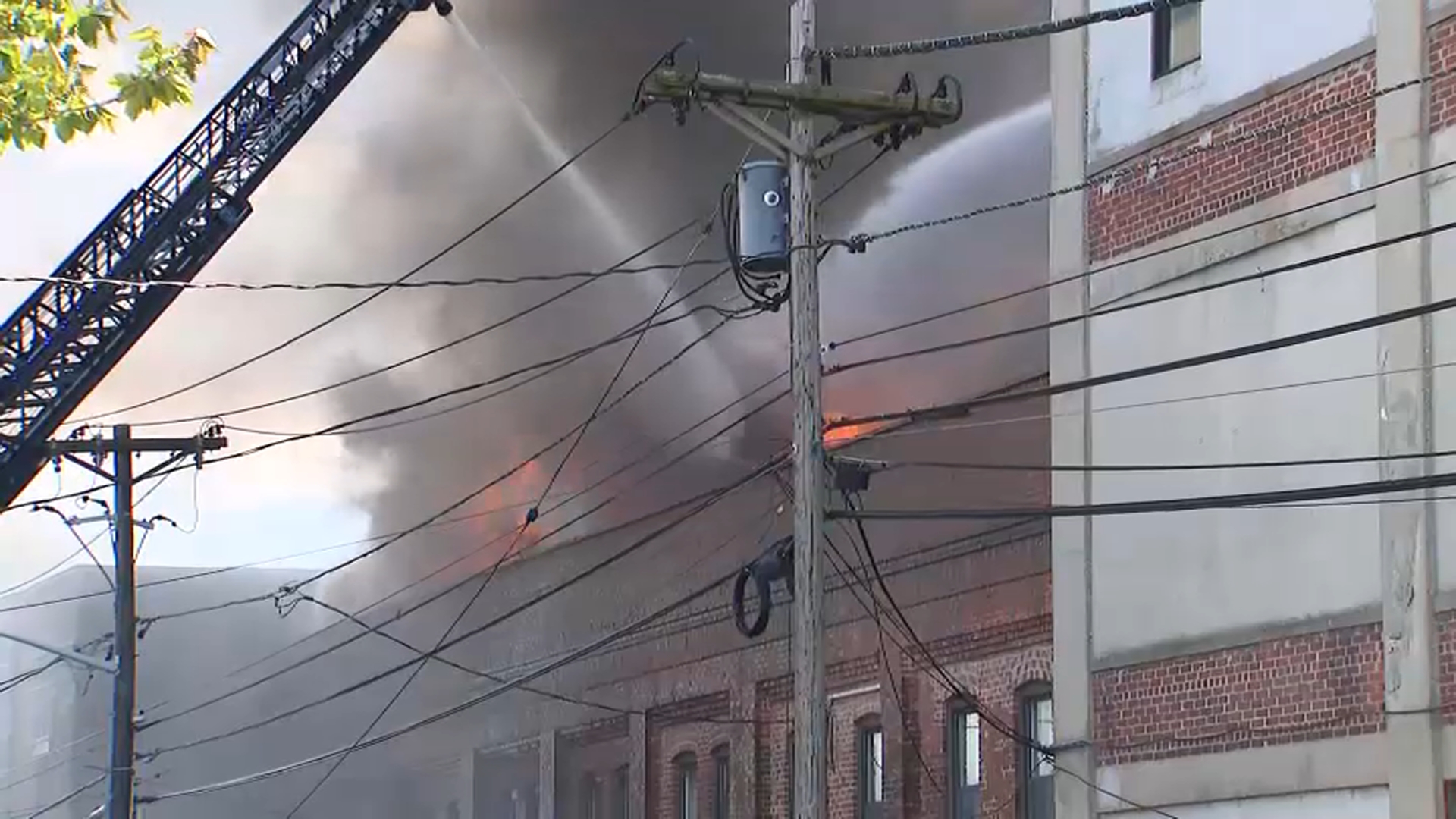Large warehouse fire burning in Belleville, New Jersey