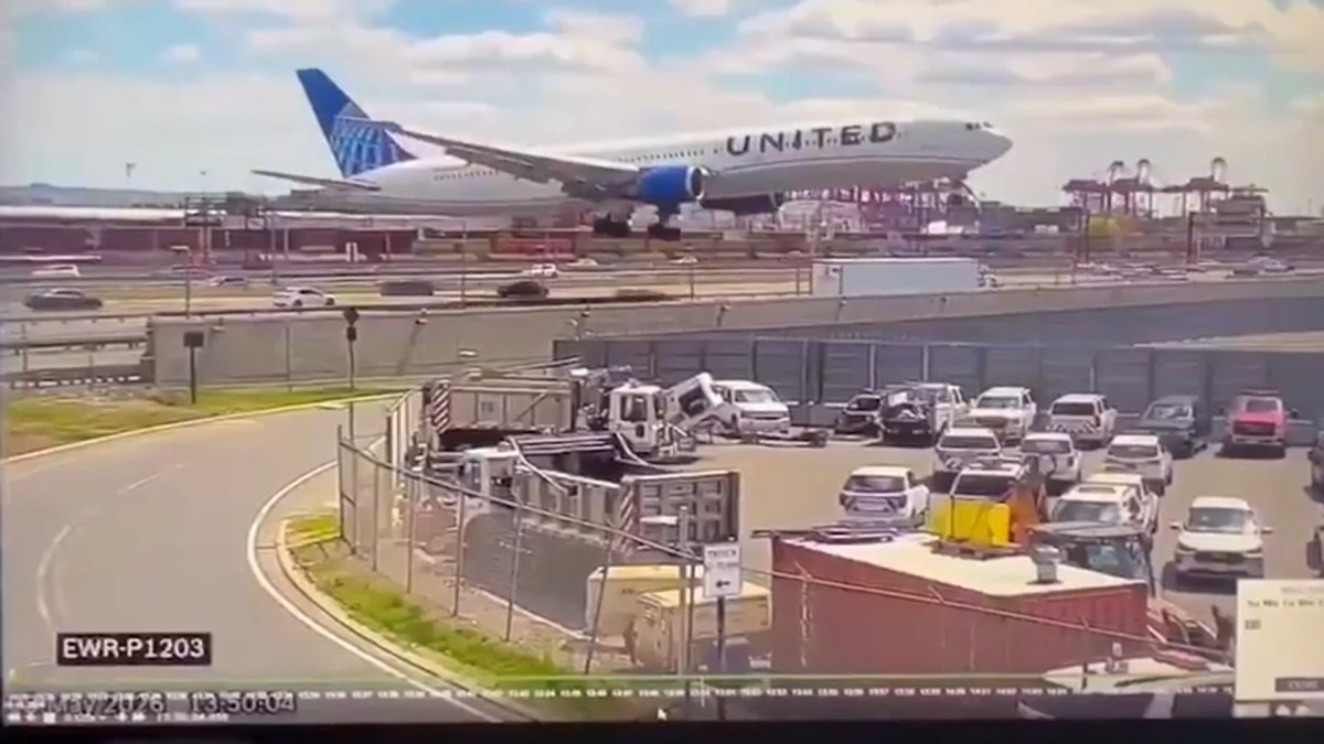 New video shows view from Newark Airport as United jet hits truck on NJ Turnpike