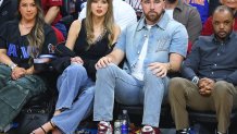 CLEVELAND, OH - MAY 23:  Taylor Swift and Travis Kielce attend the game between the New York Knicks and Cleveland Cavaliers during Game Three of the 2026 Eastern Conference Finals on May 23, 2026 at Rocket Arena in Cleveland, Ohio. NOTE TO USER: User expressly acknowledges and agrees that, by downloading and/or using this Photograph, user is consenting to the terms and conditions of the Getty Images License Agreement. Mandatory Copyright Notice: Copyright 2026 NBAE (Photo by David L. Nemec/NBAE via Getty Images)