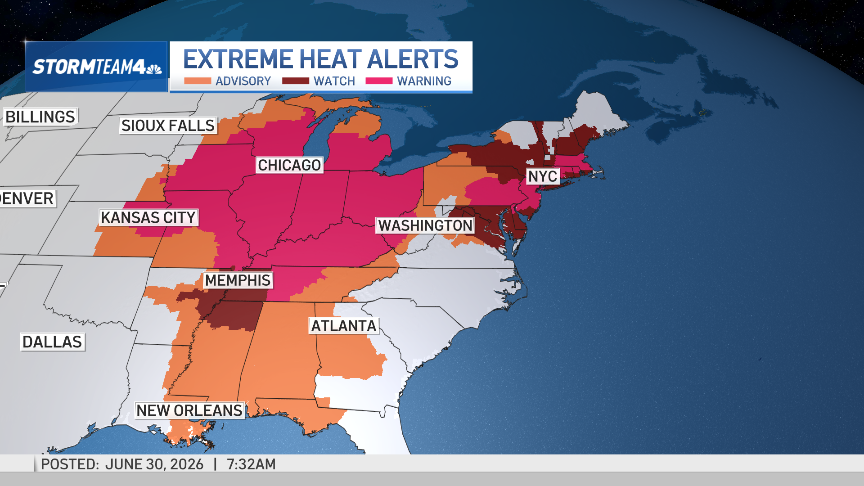 Extreme heat warning blankets NYC area: get forecast update – NBC New York
