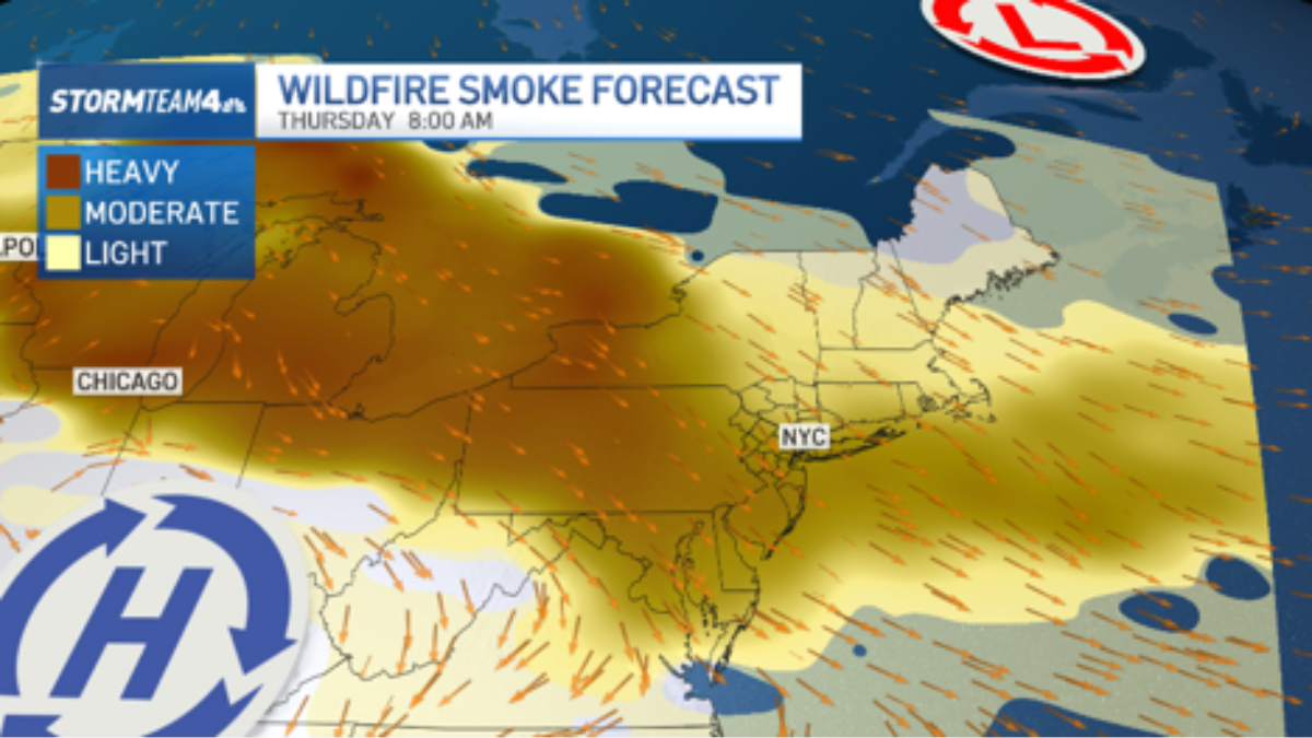 A fumaça do incêndio florestal no Canadá cobre a área de Nova York em meio a um calor perigoso – NBC New York