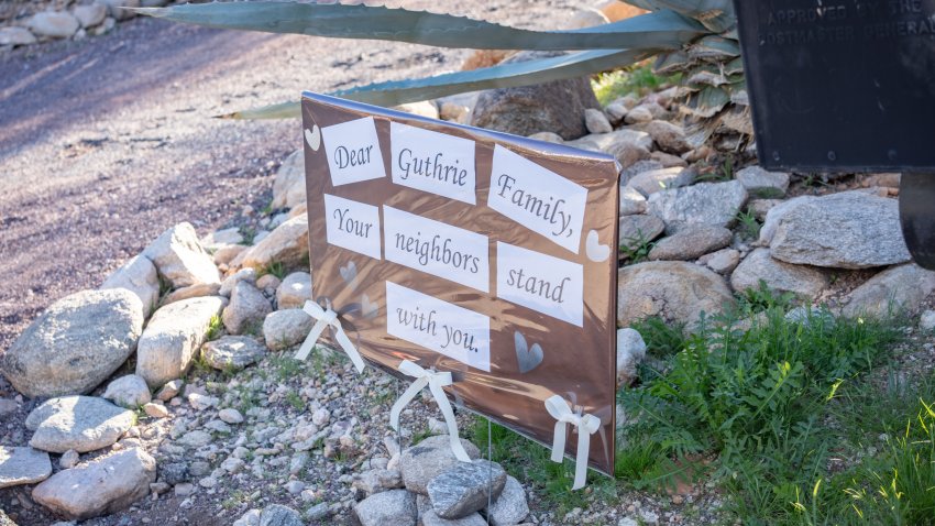 CATALINA, ARIZONA – FEBRUARY 3: A sign is posted at the house of Nancy Guthrie, NBC host Savannah Guthrie’s mother, on February 3, 2026 in Catalina, Arizona.The search continues in the Tucson area for Nancy Guthrie, after she was reported missing on February 1.