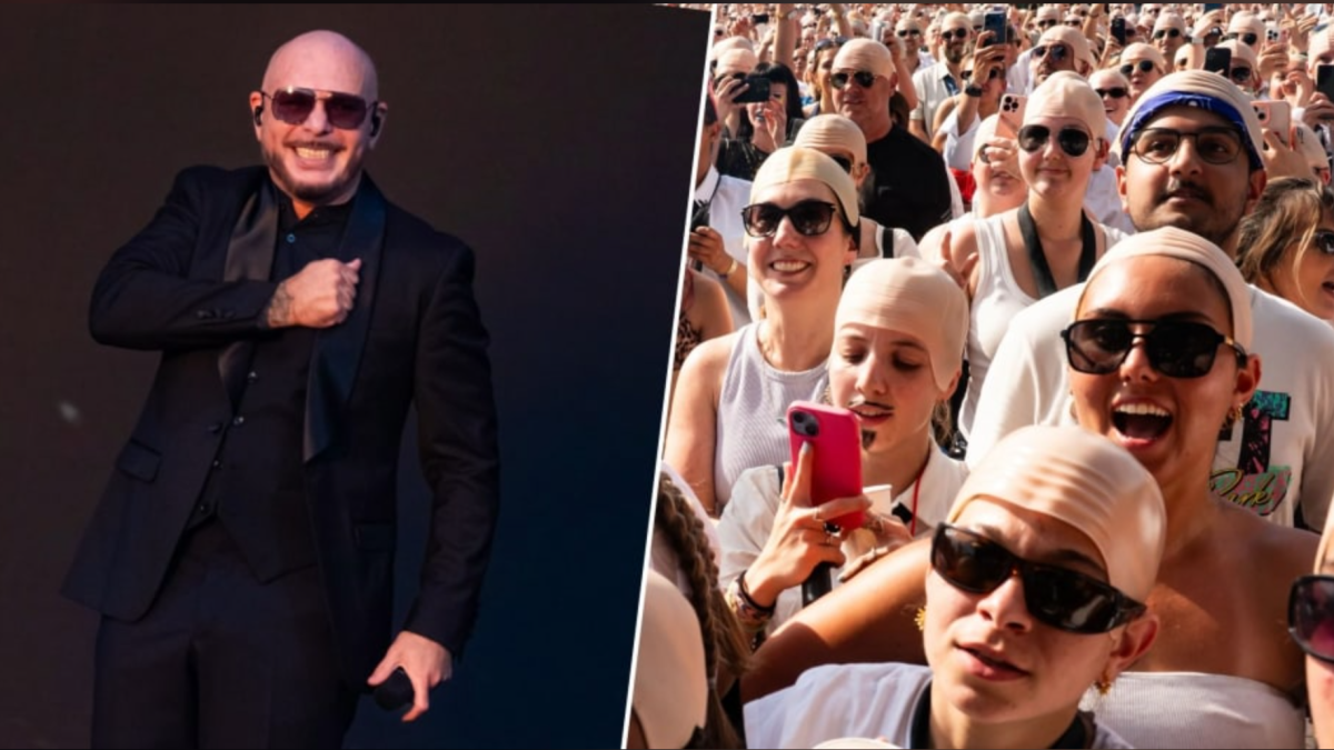 Rapper Pitbull sets world record for largest gathering of people in bald caps