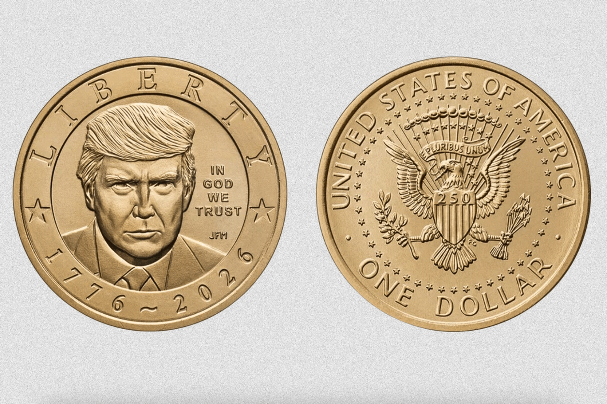 U.S. Mint produces $1 coin bearing Trump's face for America's 250th birthday