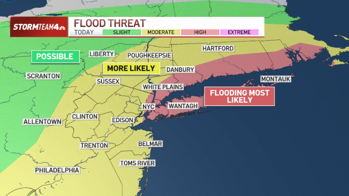 Alerta de enchentes emitido para a área de Nova York; possível aviso – NBC New York