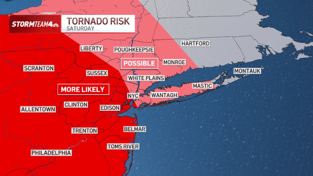 O risco de tornado em Nova York aumenta no sábado com o aparecimento de fortes tempestades – NBC New York
