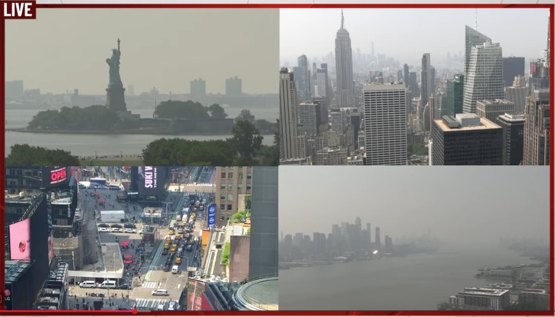 ▶ Live cam shows hazy NYC as Canadian wildfire smoke hits Northeast