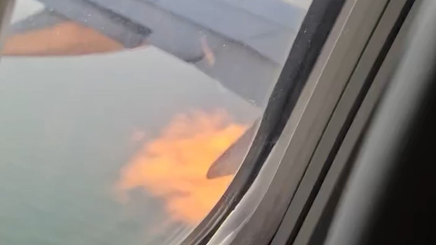 Flames seen after bird strike on American Airlines flight during departure from Myrtle Beach, South Carolina.