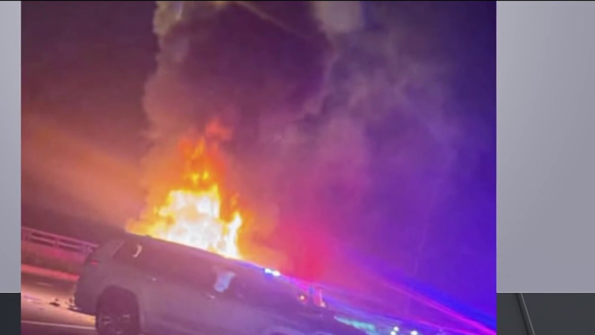Man charged after fiery crash involving police cars