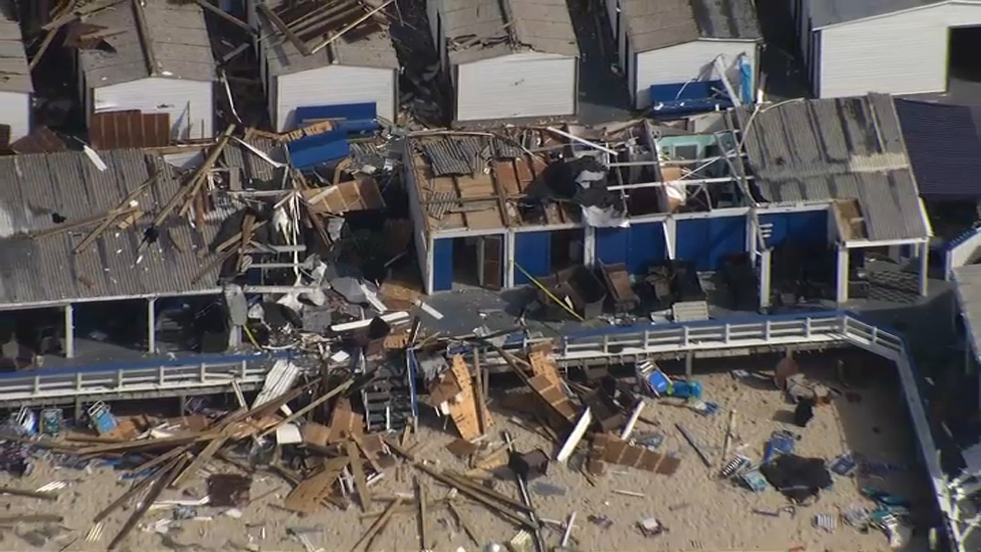 ▶ ‘Holy s***!' Chopper 4 shows tornado-wrecked Long Island beach club from above