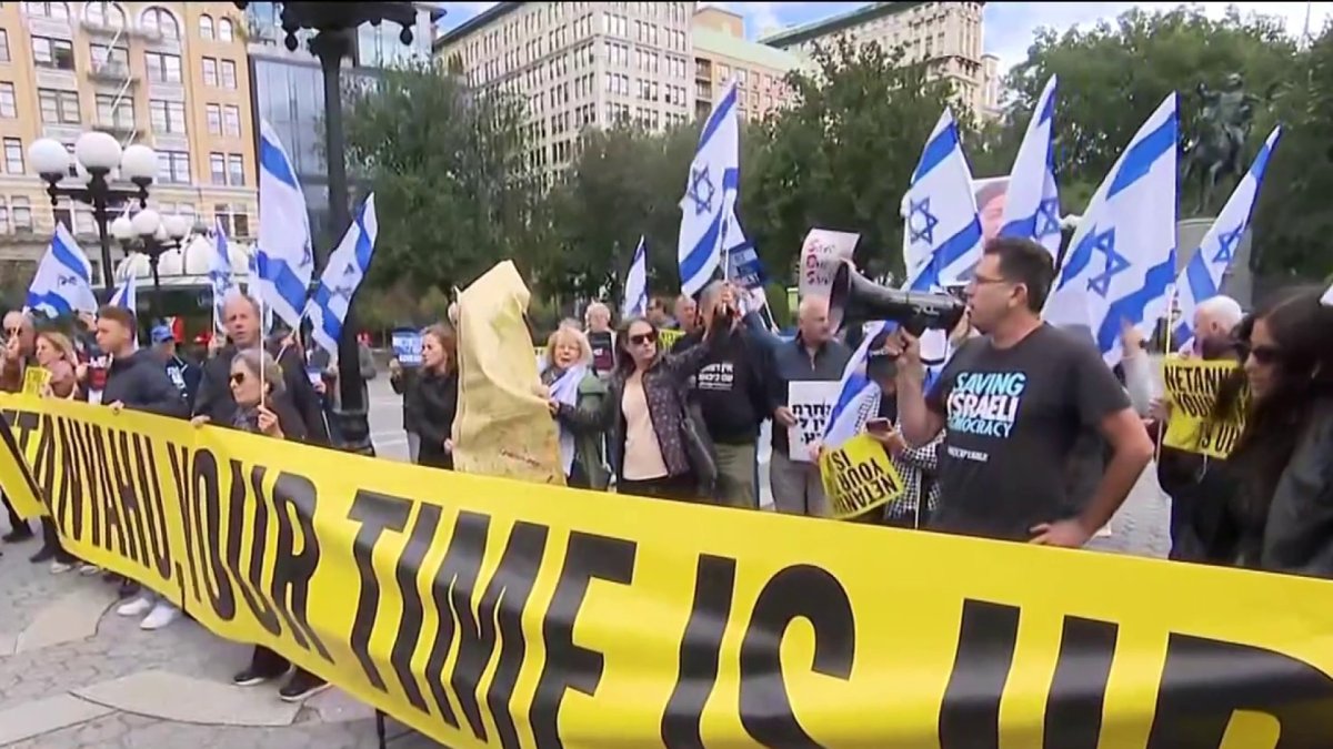 NBC New York video thumbnail showing the Union Square rally