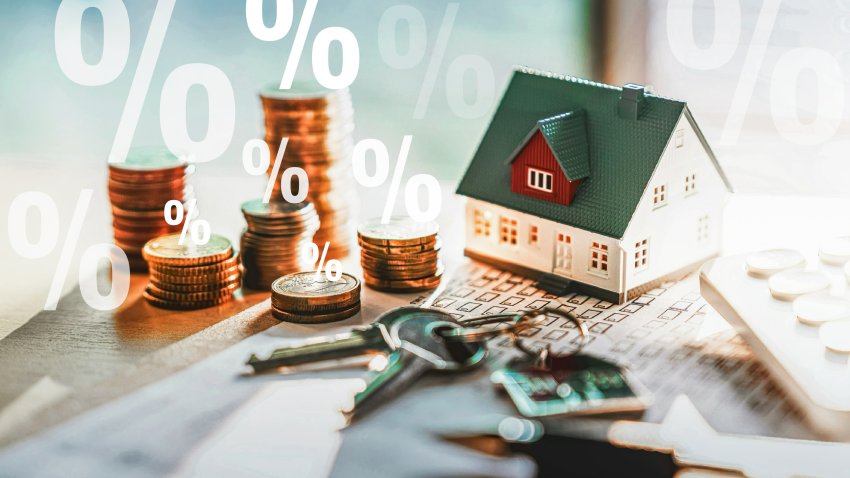 Rising Interest Rates Impact on Housing Market and Real Estate Investment, Mortgage Loan Costs, Inflation Pressure, Property Prices, Financial Risk and Economic Uncertainty Business and Finance Concept