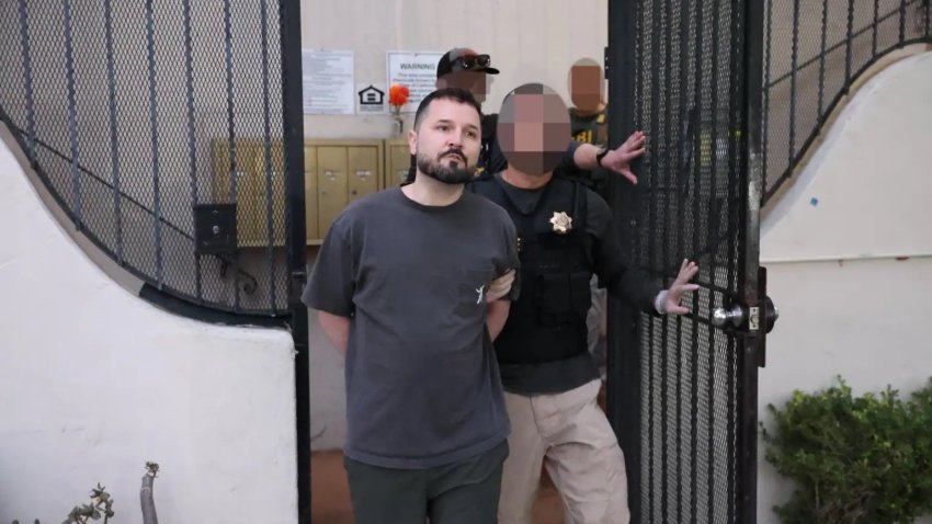 Benjamin Southworth, 40, is arrested from his Westlake home on Thursday, Sept. 3, 2026 on suspicion of threatening to kill President Donald Trump.