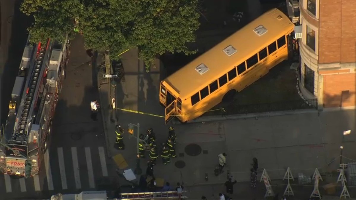 School bus crashes into Brooklyn building; no kids on board