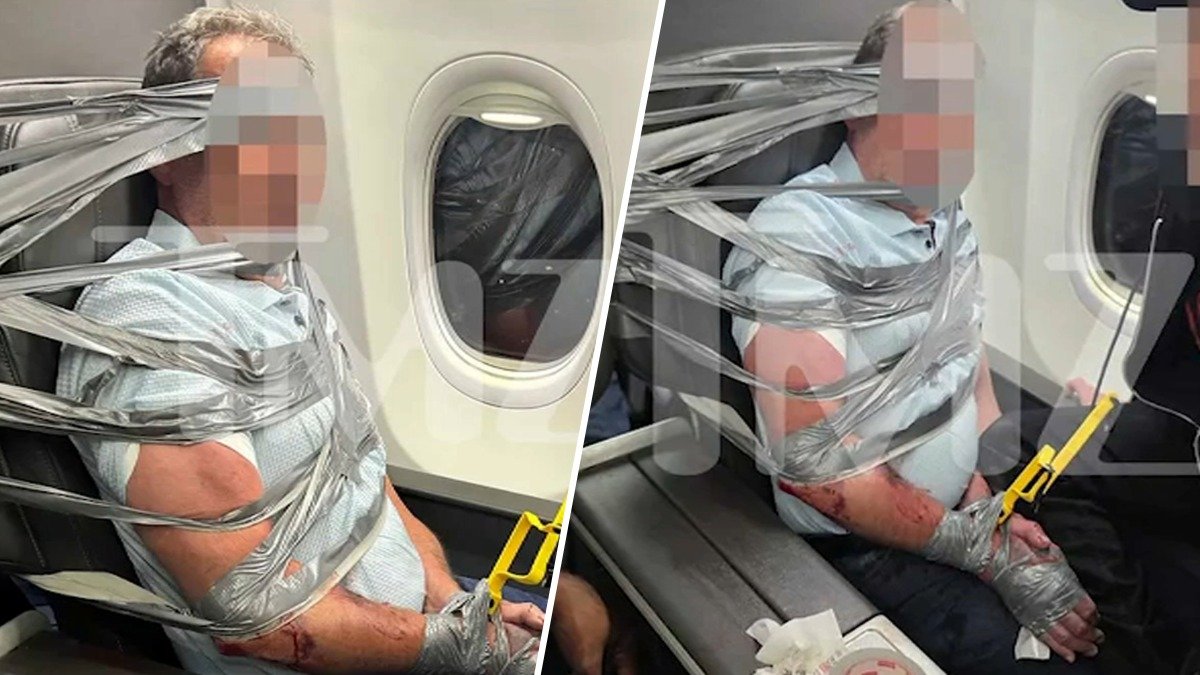 Erratic passenger duct-taped to seat on flight to Newark after racist remarks, violence