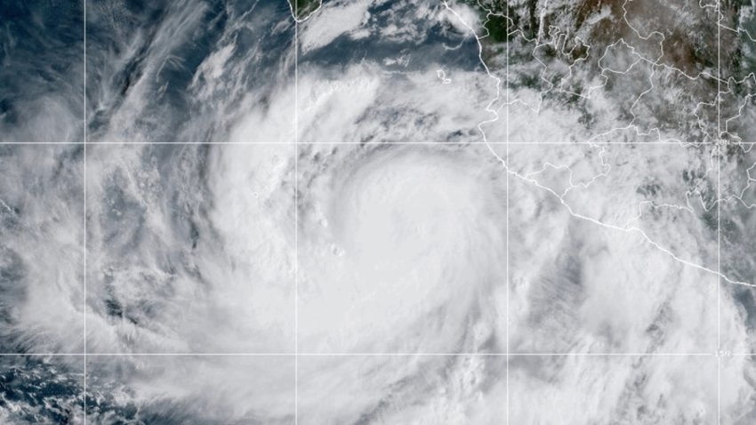 This satellite image from the National Oceanic and Atmospheric Administration shows Hurricane Rachel in the Pacific Ocean on Wednesday, Sept. 30, 2026.