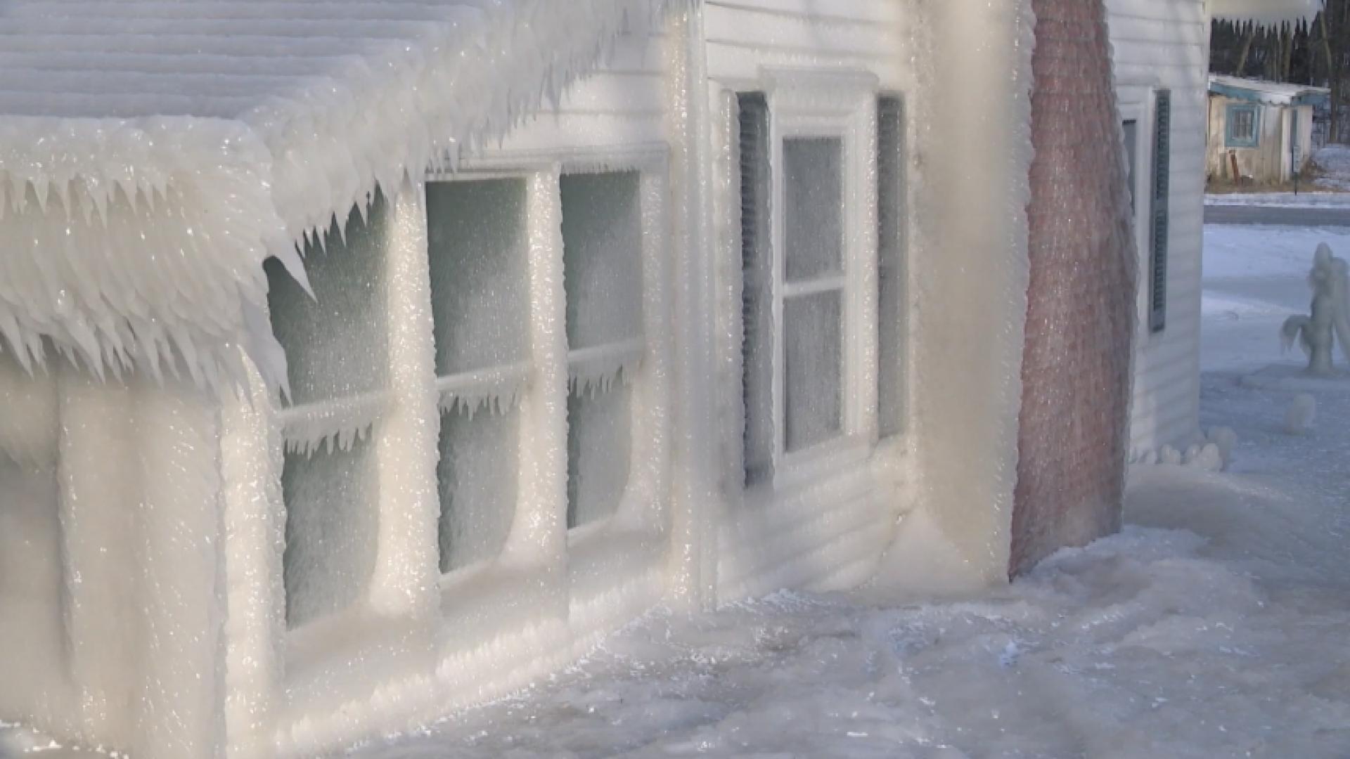 New York Family Finds Their Lakeside Getaway Frozen Solid