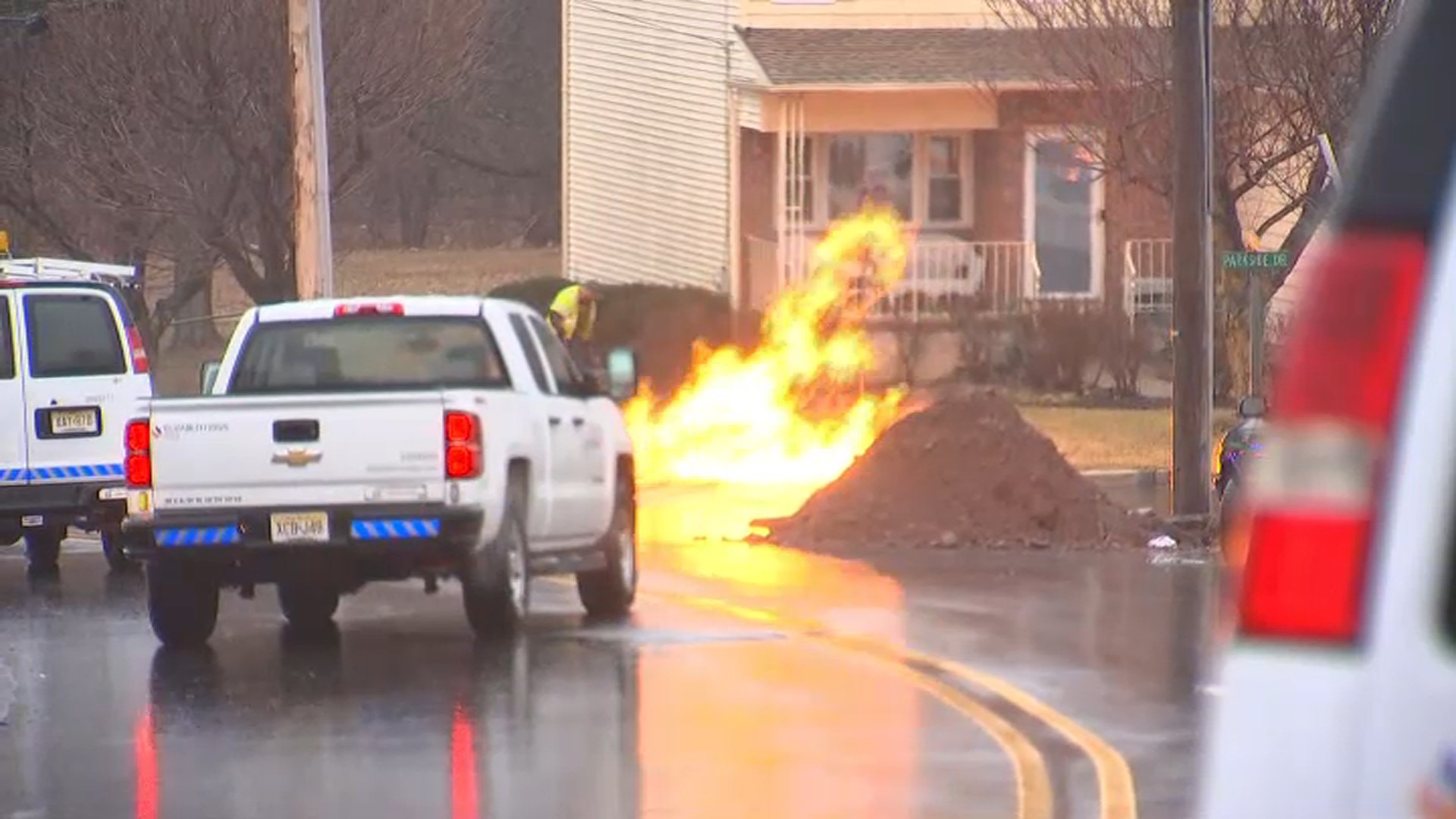 Downed Power Line Sparks Gas Line Fire in New Jersey